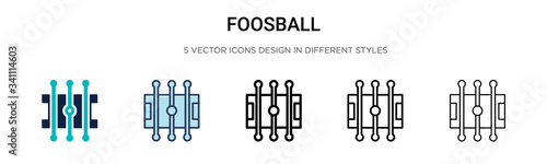 Foosball icon in filled, thin line, outline and stroke style. Vector illustration of two colored and black foosball vector icons designs can be used for mobile, ui,