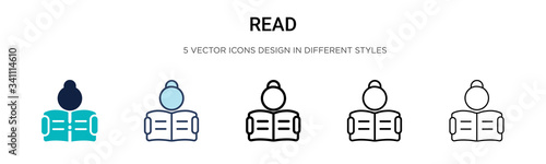 Read icon in filled, thin line, outline and stroke style. Vector illustration of two colored and black read vector icons designs can be used for mobile, ui,