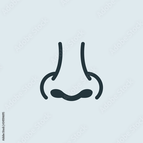 nose vector icon symbol on blue background simple flat style