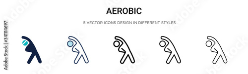 Aerobic icon in filled, thin line, outline and stroke style. Vector illustration of two colored and black aerobic vector icons designs can be used for mobile, ui,