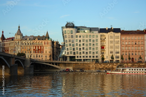 dancing house in Prague view from the river © oksnemova