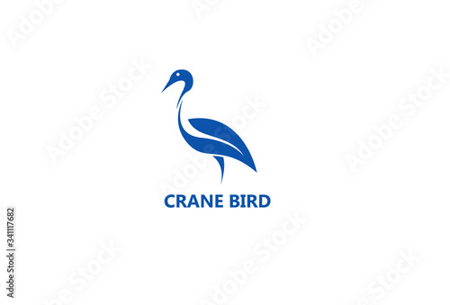 vector crane bird Logo Isolated On white Background
