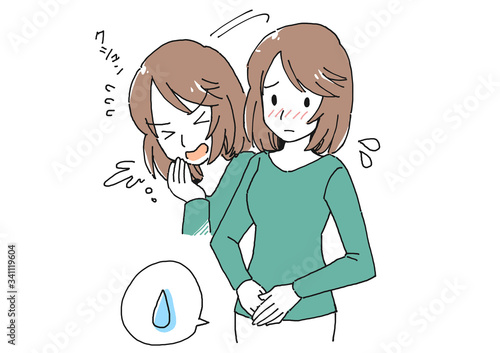 尿漏れに悩む女性のイラスト