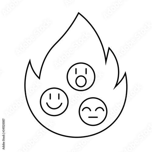 Emotional burnout icon. emoticons are on fire. black vector graphics photo