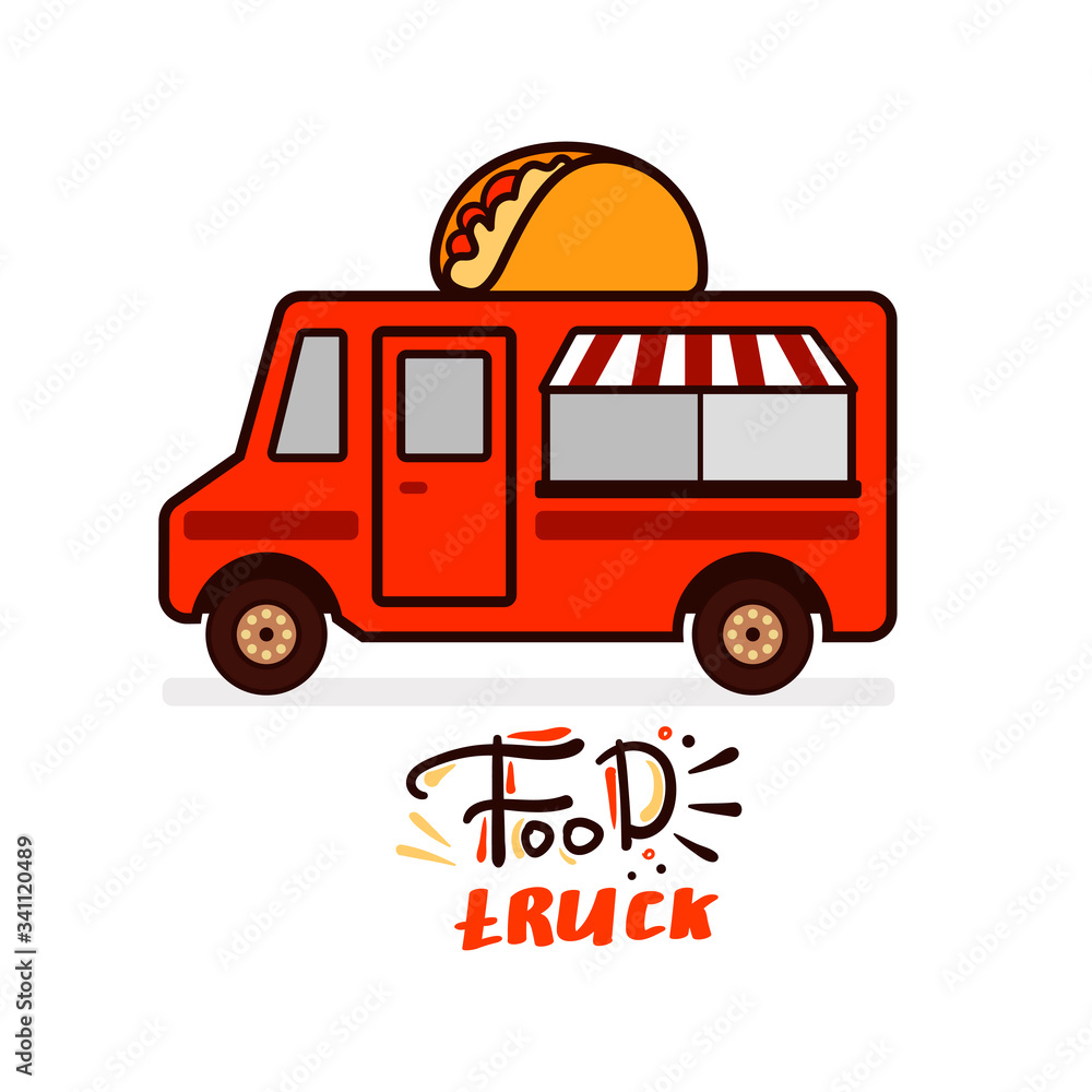 Vector illustration of flat retro food truck Vector illustration of flat retro food truck