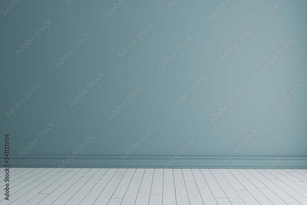 Empty room with painted wall and white wooden floor realistic 3D rendering