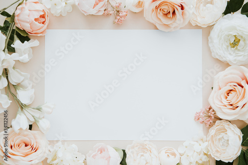 Invitation card with flower decoration photo
