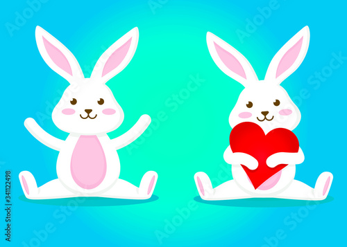 Cute rabbits who are sitting on the floor