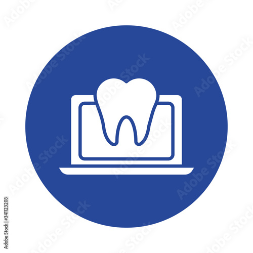 laptop with teeth health online silhouette gradient style