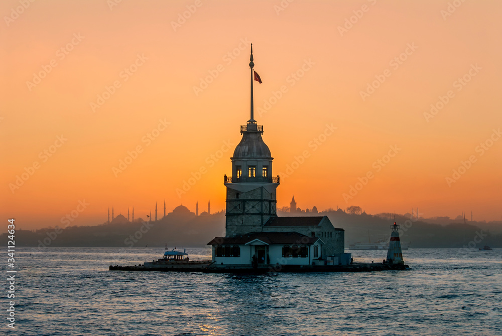 Istanbul, Turkey, 11 January 2007: Sunset, Maiden's Tower