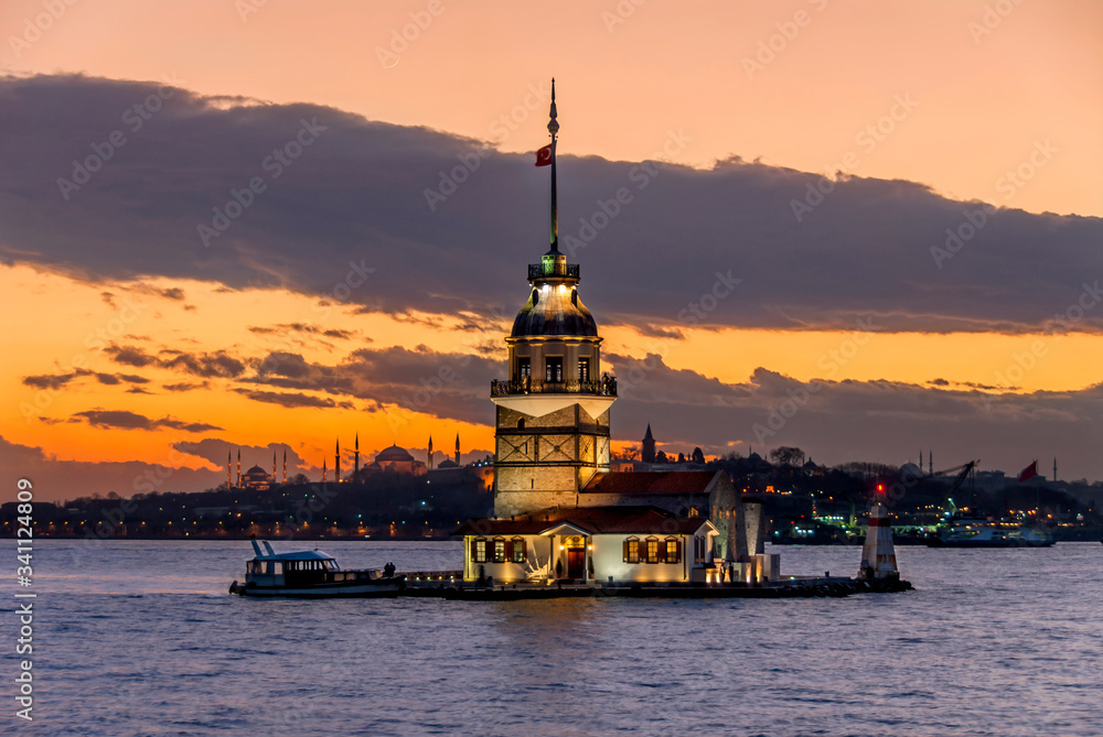 Istanbul, Turkey, 20 January 2007: Sunset, Maiden's Tower