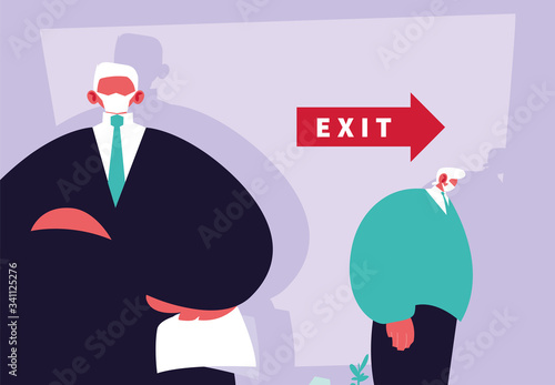 businessman boss dismisses employee, unemployment
