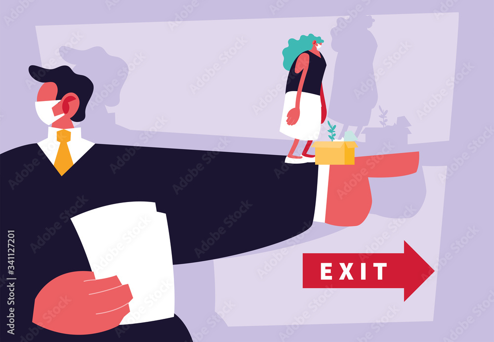 Fototapeta premium businessman boss dismisses employee, unemployment