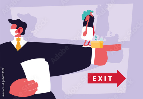 businessman boss dismisses employee, unemployment