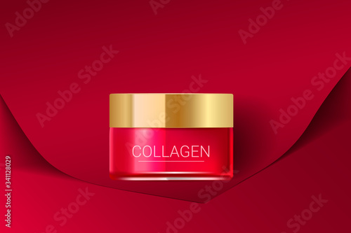 Cosmetic face cream box on paper background