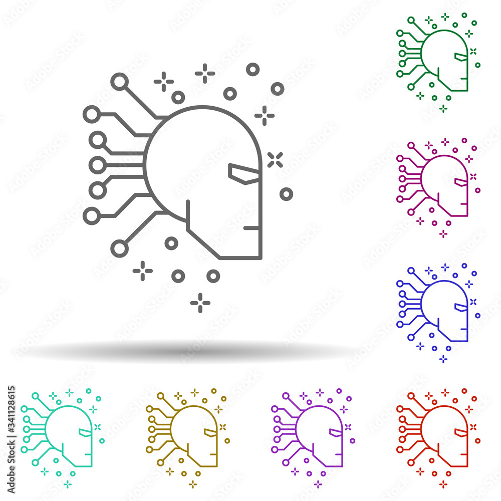 Computer robot multi color icon. Simple thin line, outline vector of computer icons for ui and ux, website or mobile application