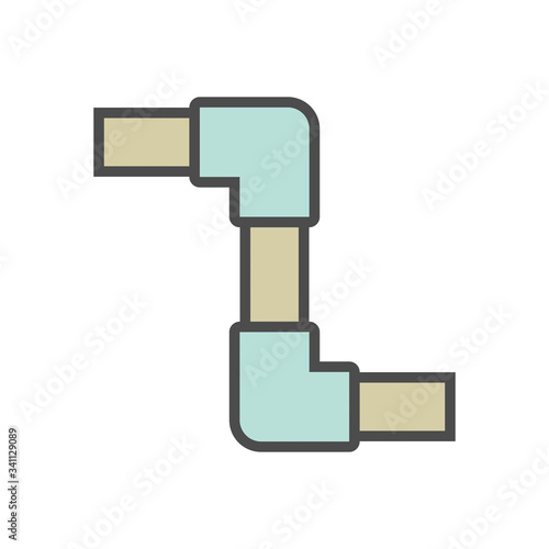 Decorative PVC line pipe cover vector icon. Also called decorative duct, cover guard, tube cover or connecting fitting. Part for air conditioner hvac system to hide refrigeration pipe on external wall