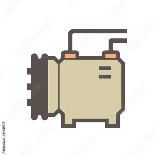 Air conditioner and air compressor part vector icon design on white background.