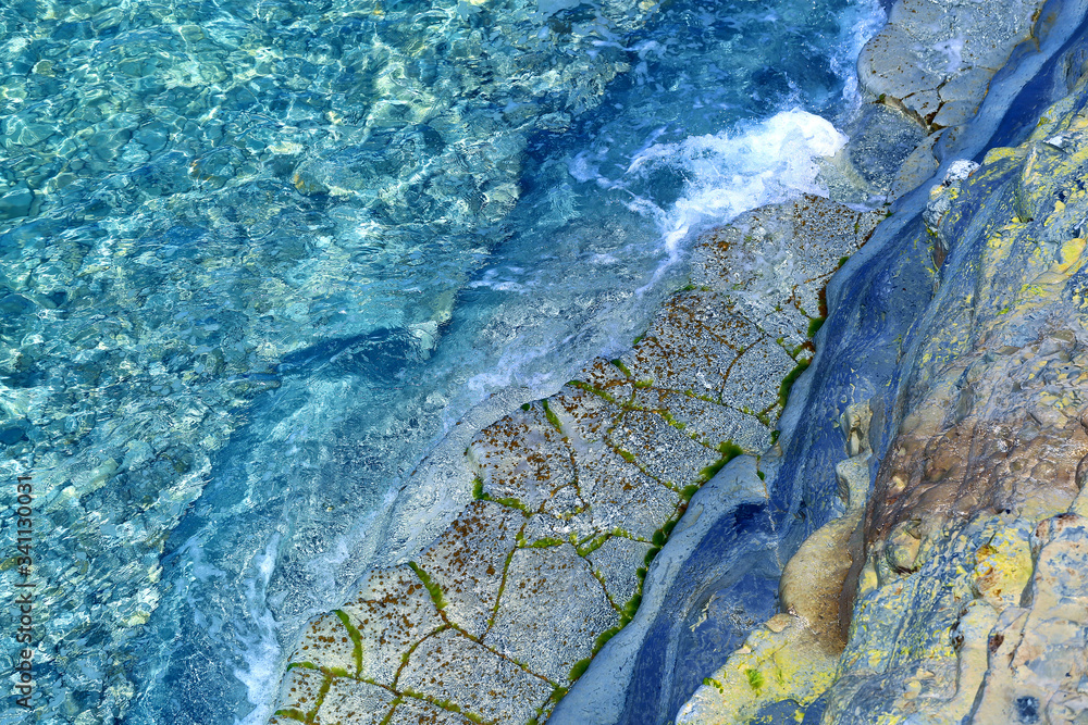 Beautiful photo of blue sea water with waves photographed close-up Beautiful photo of blue sea water with waves photographed close-up