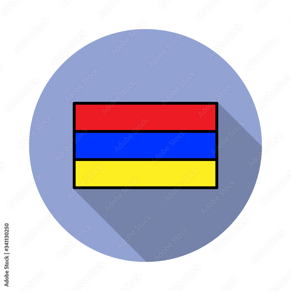 National flag of Armenia in simple colors with name icon long shadow icon. Simple color vector of flags icons for ui and ux, website or mobile application National flag of Armenia in simple colors with name icon long shadow icon. Simple color vector of flags icons for ui and ux, website or mobile application