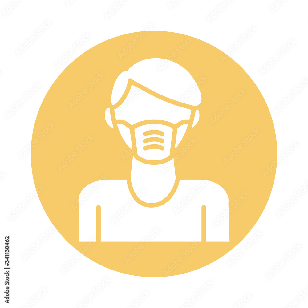 man using face mask accessory fill style man using face mask accessory fill style