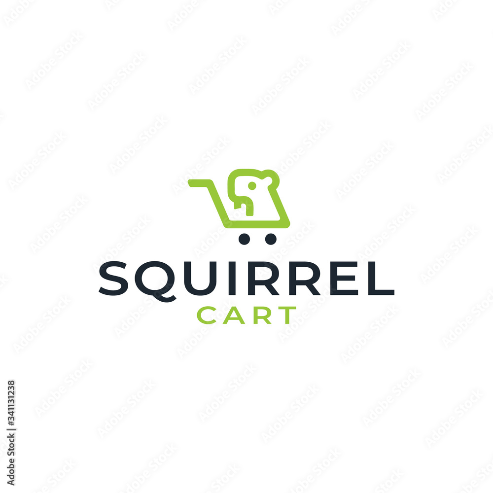 Design logo templates for your business, Modern and creative style, Squirrel animals with cart or trolley vector or shop logo design Design logo templates for your business, Modern and creative style, Squirrel animals with cart or trolley vector or shop logo design