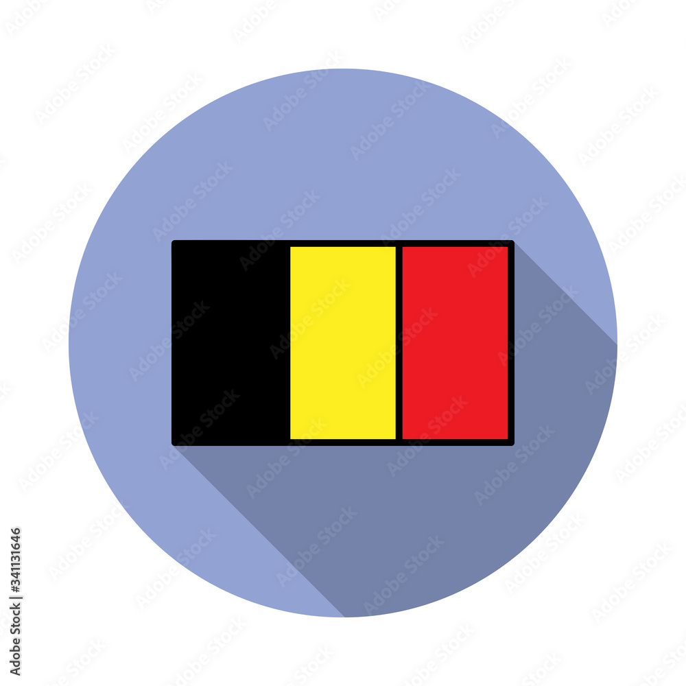 Fototapeta premium National flag of Belgium in simple colors with name icon long shadow icon. Simple color vector of flags icons for ui and ux, website or mobile application