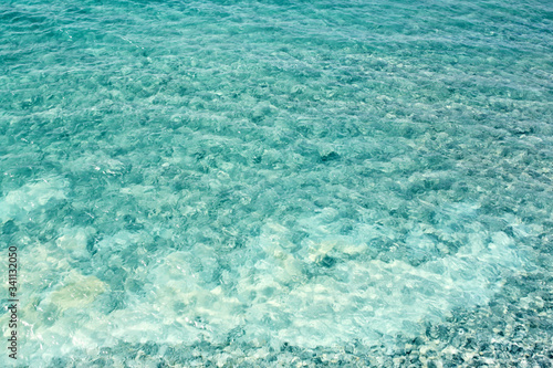 Beautiful photo of blue sea water with waves photographed close-up