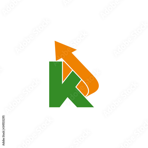 letter k motion arrow up geometric design logo vector