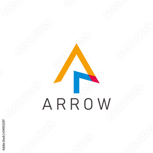 simple letter ar geometric arrow line colorful logo vector