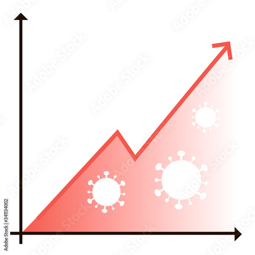 Vector illustration of a Covid-19 distribution graphic; Covid is growing and spreading; increase in coronavirus cases; huge growth rates of patients; image on a white background to add text