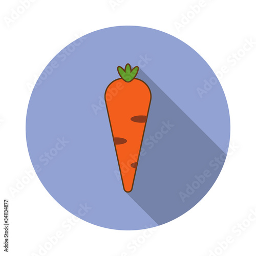 carrot colored long shadow icon. Simple color vector of fruit icons for ui and ux, website or mobile application
