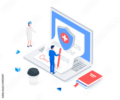 Medical insurance isometric concept