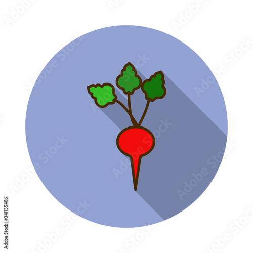 turnip colored long shadow icon. Simple color vector of fruit icons for ui and ux, website or mobile application
