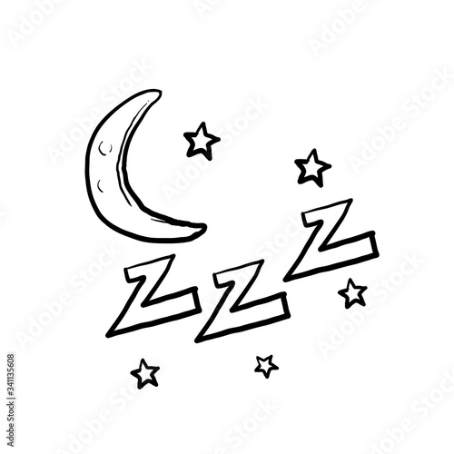 hand drawn zzz illustration with doodle style symbol for sleeping