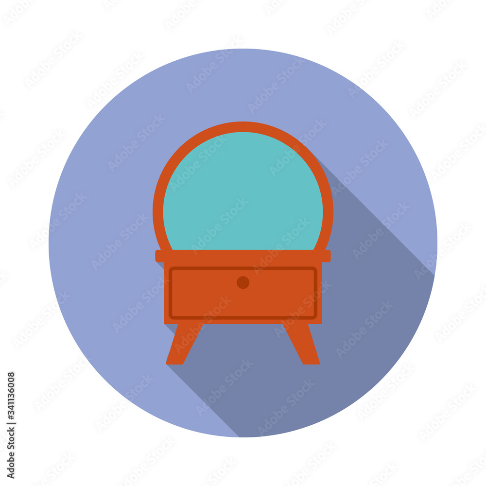 mirror with mirror flat long shadow icon. Simple color vector of Furniture icons for ui and ux, website or mobile application