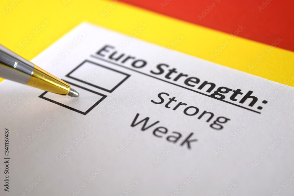 One person is answering question about strength of Euro currency. One person is answering question about strength of Euro currency.