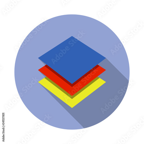 layers in the illustrator colored long shadow icon. Simple color vector of Programming sticker icons for ui and ux, website or mobile application