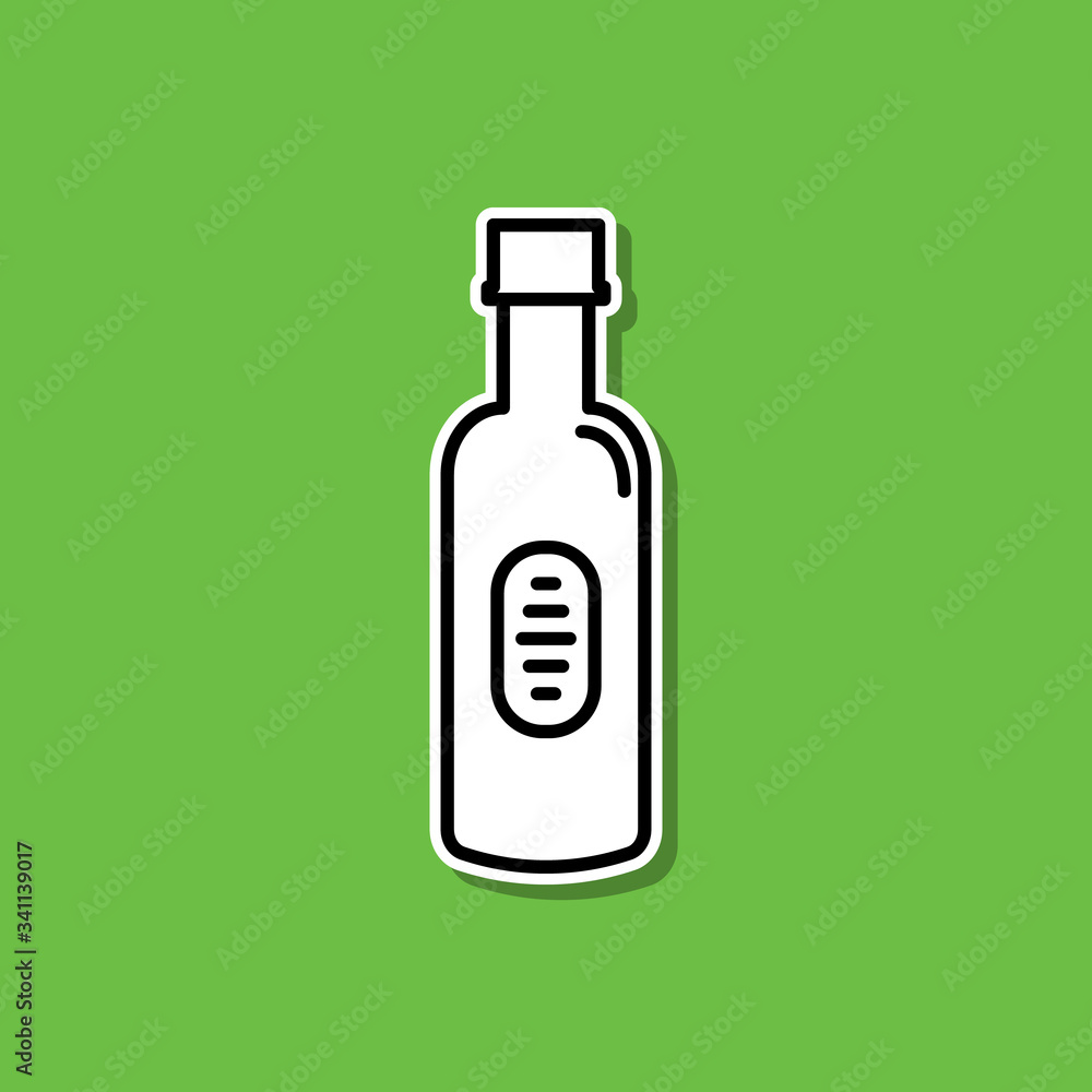 Bottle of vodka sticker icon. Simple thin line, outline vector of alcohol drink icons for ui and ux, website or mobile application Bottle of vodka sticker icon. Simple thin line, outline vector of alcohol drink icons for ui and ux, website or mobile application