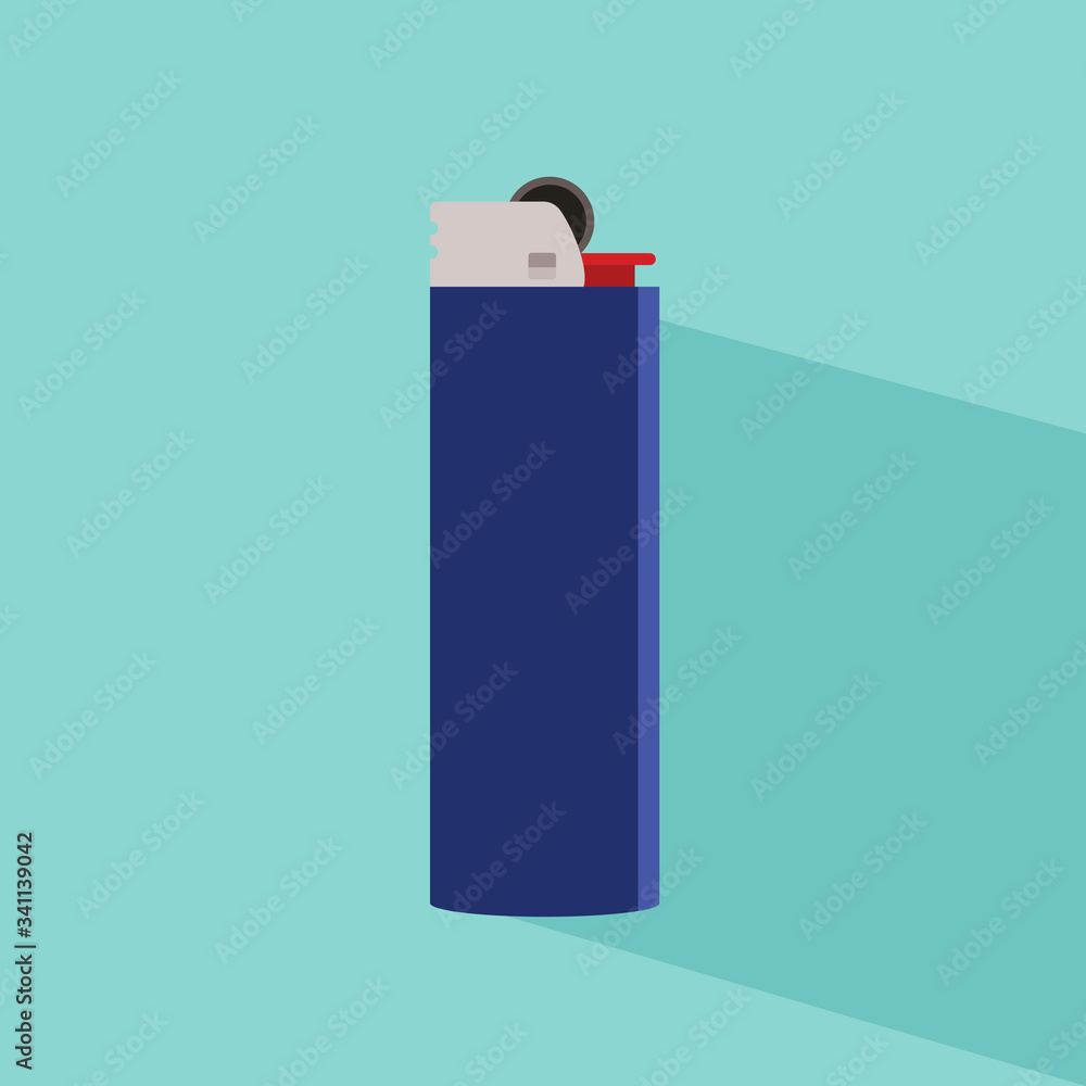 Gas lighter flat icon vector illustration with shadow. Isolated on blue background. Simple lighter in flat style. Gas lighter flat icon vector illustration with shadow. Isolated on blue background. Simple lighter in flat style.