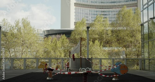 Shutdown in Vienna, Austria - tracking shot of a closed playground