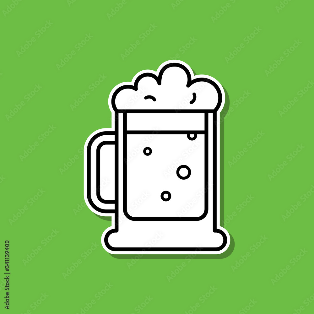 Beer mug sticker icon. Simple thin line, outline vector of alcohol drink icons for ui and ux, website or mobile application Beer mug sticker icon. Simple thin line, outline vector of alcohol drink icons for ui and ux, website or mobile application