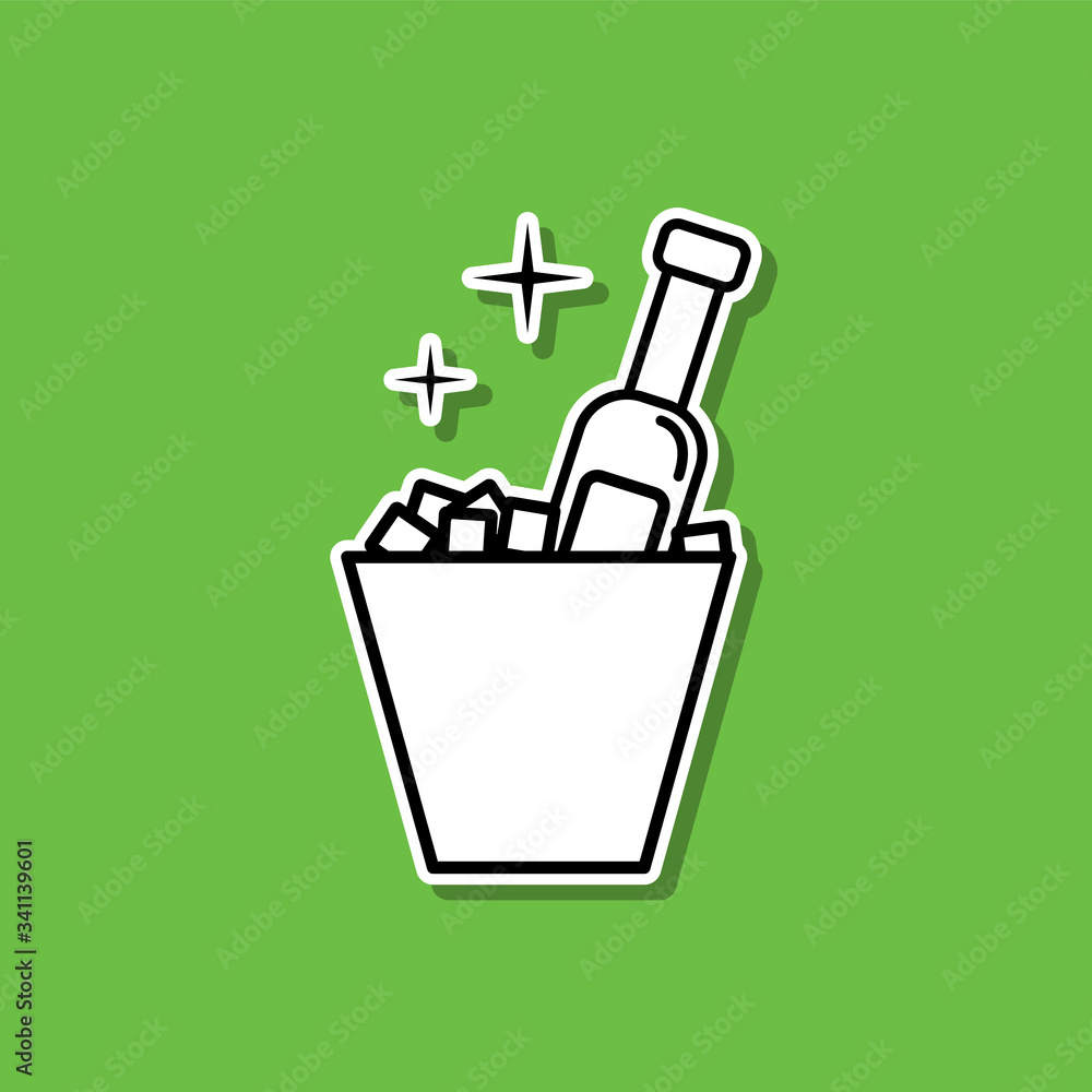 Vodka in ice sticker icon. Simple thin line, outline vector of alcohol drink icons for ui and ux, website or mobile application Vodka in ice sticker icon. Simple thin line, outline vector of alcohol drink icons for ui and ux, website or mobile application