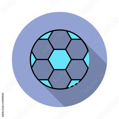 Soccer ball, sport long shadow icon. Simple color vector of sport icons for ui and ux, website or mobile application