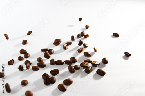 Roasted coffee bean on white background