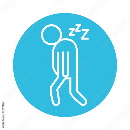 person with drowsiness covid19 symptom line style icon