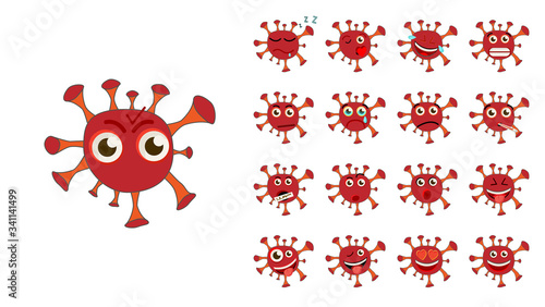 Coronavirus flat emoticons. isolated illustration element for web and mobile