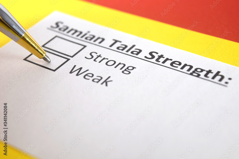 One person is answering question about strength of Samian Tala. One person is answering question about strength of Samian Tala.