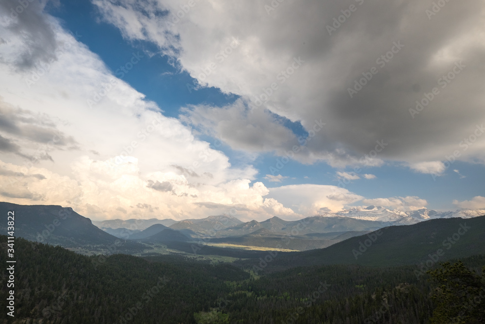 mountain, clouds looking over a valley. denver colorado