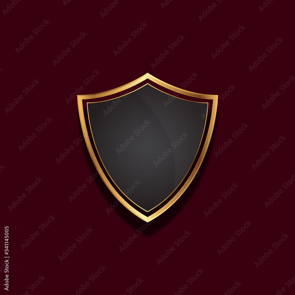 Shield with golden frame. Vector illustration Shield with golden frame. Vector illustration